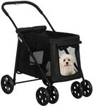 PawHut Hundewagen Faltbarer Hundebuggy Hundetrolley mit Kissen Schwarz | Katzenbuggy