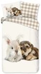 Good Morning Flanell Wende-Bettw&auml;sche Biber Cute Hund & Hase 135 cm x 200 cm...