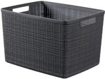 Curver Juliet Jute Korb aus 100% recyceltem Kunststoff, rechteckig, 20 l, Holz,