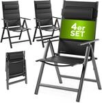 Casaria&reg; Gartenst&uuml;hle 4er Set Klappbar Gepolstert Alu 8- Fach Verstellbar 120 kg
