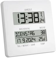 TFA Dostmann Digitale Wanduhr inkl Funkuhr Temperaturanzeige Timeline, 60.4509,