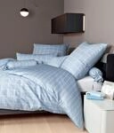 Janine Mako Satin Bettw&auml;sche modernclassic 155 x 220 cm perlblau Fb. 32