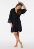 Schiesser Damen Kimono mit Spitze 90cm Länge-Sensual Premium Bademantel, schwarz, XL