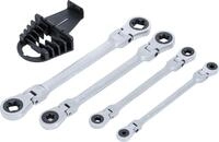 BGS 71028 | Doppel-Ratschen-Ringschl&uuml;ssel-Satz | E-Profil | abwinkelbar | 4-tlg. 