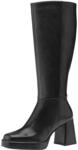 Tamaris Damen Langschaft-Stiefel mit Absatz Leder Blockabsatz; BLACK/schwarz; 38 EU