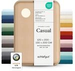 schlafgut Casual Spannbettlaken 120x200 cm 100% Bio-Baumwolle, Yellow Light