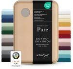 schlafgut Pure Spannbettlaken 120x200 cm Bio-Baumwolle Jersey, Sand Mid