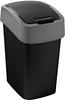Curver Mehrzweck-Abfallbehälter Flip 25L in schwarz/grau, Plastik, 34 x 26 x 47 cm