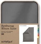 schlafgut Woven Satin Bettw&auml;sche 155x220cm Bettdecke Bezug einzeln, Grey Mid...
