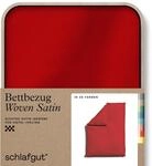 schlafgut Woven Satin Bettw&auml;sche 155x220cm Bettdecke Bezug einzeln, Red Deep...