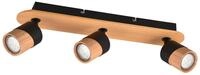 Trio Leuchten Deckenleuchte Aruni 801100332, Metall Schwarz matt, Holz Natur, exkl.