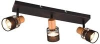 Trio Leuchten Spotbalken Nandini 811700332, Metall Schwarz matt, Holz, Schirm