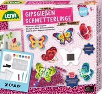 Lena 42707 Gips Gie&szlig;en Set Glitter Schmetterlinge - Kreativ Set f&uuml;r Kinder ab 8
