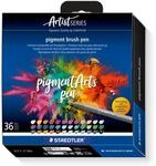 STAEDTLER brush pen pigment Arts, Premium-Zeichentusche, Pinselspitze f&uuml;r variable