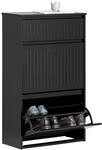 SoBuy Schuhschrank schmal mit 2 Klappen 61x101x26cm f&uuml;r Flur | Schuhkipper mit...