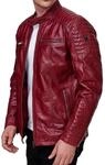 Tazzio Herren Jacke Lederjacke Echtleder Leder Biker &Uuml;bergangsjacke 19709 (Weinrot,