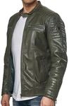 Tazzio Herren Jacke Lederjacke Echtleder Leder Biker &Uuml;bergangsjacke 19709 (Khaki, S)