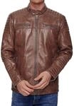 Tazzio Herren Jacke Lederjacke Echtleder Leder Biker &Uuml;bergangsjacke 19709 (Braun, L)
