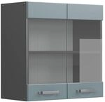 Vicco K&uuml;chenglasschrank R-Line, Blau-Grau, 60 cm