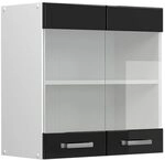 Vicco K&uuml;chenglasschrank R-Line, Schwarz Hochglanz, 60 cm