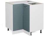 Vicco Eckunterschrank R-Line, Blau-Grau, 75.6 cm ohne Arbeitsplatte, zur freien
