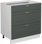 Vicco K&uuml;chenunterschrank Fame-Line, Gr&uuml;n-Gold Landhaus, 80 cm mit 3...