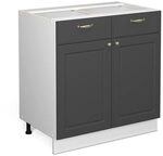 Vicco K&uuml;chenunterschrank Fame-Line, Anthrazit-Gold, 80 cm ohne Arbeitsplatte,...