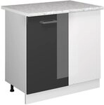 Vicco Eckunterschrank R-Line, Anthrazit Hochglanz, 86 cm, AP Marmor, zur freien