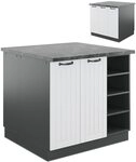 Vicco K&uuml;cheninsel Fame-Line, Wei&szlig; Landhaus/Anthrazit, 90 cm