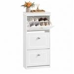 SoBuy Schuhschrank schmal, wei&szlig;, 117 cm hoch, 24 cm tief, 3 Klappen, Flur |...