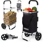 Arebos Einkaufstrolley Schwarz | klappbar | 56 Liter | Einkaufswagen 