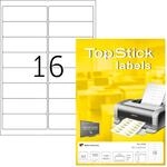 TopStick 8756 Adressetiketten, 100 Blatt, 99,1 x 33,8 mm, 16 pro A4 Bogen, 1600