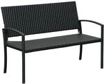 Outsunny Gartenbank Polyrattan 2-Sitzer UV-best&auml;ndig 122x60x85cm Schwarz