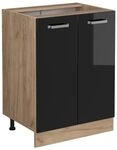 Vicco K&uuml;chenunterschrank R-Line, Schwarz Hochglanz, 60 cm ohne Arbeitsplatte,...
