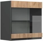 Vicco K&uuml;chenglasschrank R-Line, Goldkraft Eiche, 60 cm | 2 T&uuml;ren &middot; 1...