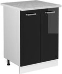 Vicco K&uuml;chenunterschrank R-Line, Schwarz Hochglanz, 60 cm | 2 T&uuml;ren &middot;