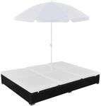 vidaXL Outdoor-Loungebett mit Sonnenschirm Poly Rattan Schwarz