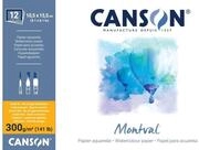 CANSON Montval, Aquarellpapier, fein, 300 g/m&sup2;, rundum geleimter Block, 24 x 32 cm,