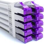 deleyCON 0,25m CAT7 Netzwerkkabel RJ45 10 Gigabit, 10 St&uuml;ck - Wei&szlig; | Kurzes 25cm