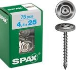 SPAX Spenglerschraube, 4,5 x 25 mm, 75 St&uuml;ck, Vollgewinde, Linsensenkkopf,...