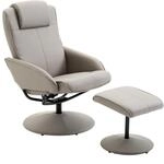 HOMCOM Relaxsessel mit Hocker, 360&deg;drehbarer Fernsehsessel mit Liegefunktion, TV