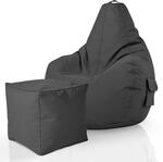 Green Bean 2er Set Sitzsack mit R&uuml;ckenlehne + Hocker eckig - Gaming Chair,