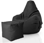 Green Bean 2er Set Sitzsack mit R&uuml;ckenlehne + Hocker eckig - Gaming Chair,