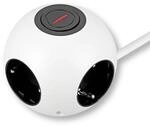 REV PowerGlobe Steckdosenw&uuml;rfel - mit Schalter, 1,4m, 3500W, schwarz-wei&szlig;