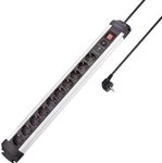Sygonix SY-4755616 &Uuml;berspannungsschutz-Steckdosenleiste 10fach Silber, Schwarz
