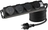 ChiliTec 4-Fach Steckdosenleiste Au&szlig;ensteckdose 3m Kabel IP44 Schwarz | 4