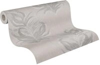 Livingwalls Tapete mit Federn Mata Hari Vliestapete creme grau mit Glitzereffekt fein