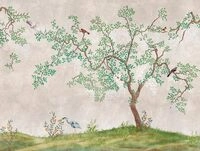 A.S. Cr&eacute;ation Livingwalls Fototapete Asiatischer Baum mit V&ouml;geln Gr&uuml;n Braun Beige