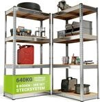 Juskys 2er-Set Lagerregal Easy 2X 160x80x40cm (HxBxT) | 640kg Traglast | 8...