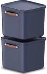 Rotho Maloja Aufbewahrungsbox mit Deckel 40 L 2er-Set gro&szlig; stapelbar Blau